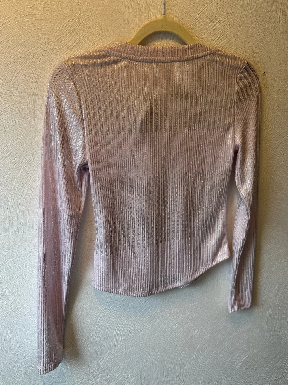 Y2K Pink Shimmer Henley Top coquette Barbiecore Fairycore Glitter Crop Sleaze XS - Picture 3 of 5